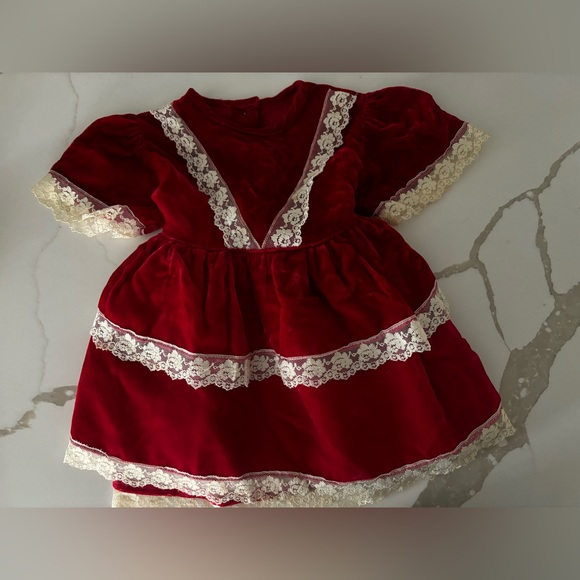 Source Unknown Other - Vintage Red Velvet Christmas Dress Baby Girl